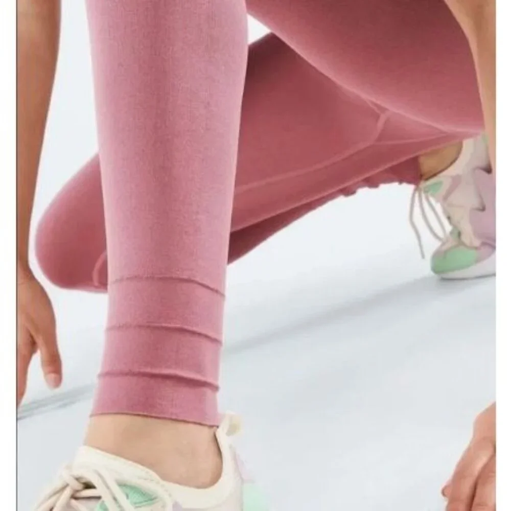 Fabletics Sculptknit‎ Leggings Womens M Pink Green High Waist Cut Out Athletic